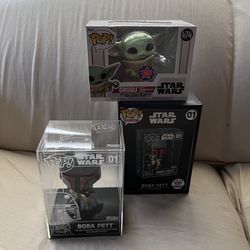 Funko Pop Figure Toy Star Wars Boba Fett Die-cast + Grogu Macys Thanksgiving Parade