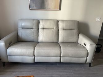 Leather Couch Recliner- Grey