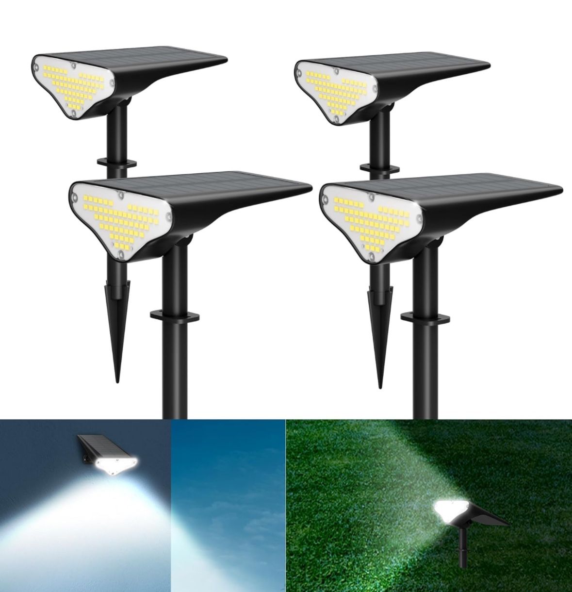 Solar Spot Lights Outdoor, Solar Landscape Spotlights, waterproof walkway 55 led, 4 pack