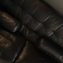 Black Synthetic Leather Couch 