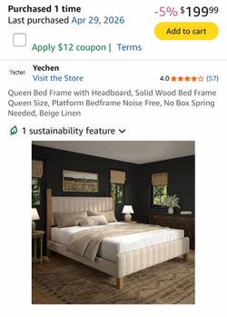 Queen bed frame and back board brand new in box