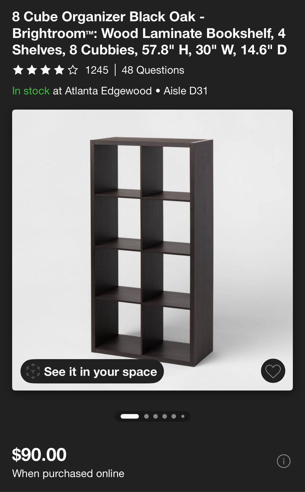 Brightroom Black Oak 8 Cube Organizer