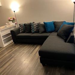 Large Black Sectional Sofa Couch 