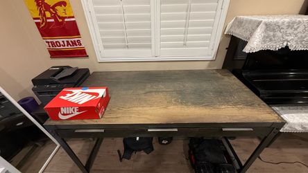 Dark Wood Desk with Drawers
