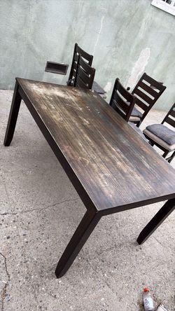 Dark Wood Dining Table with Chairs