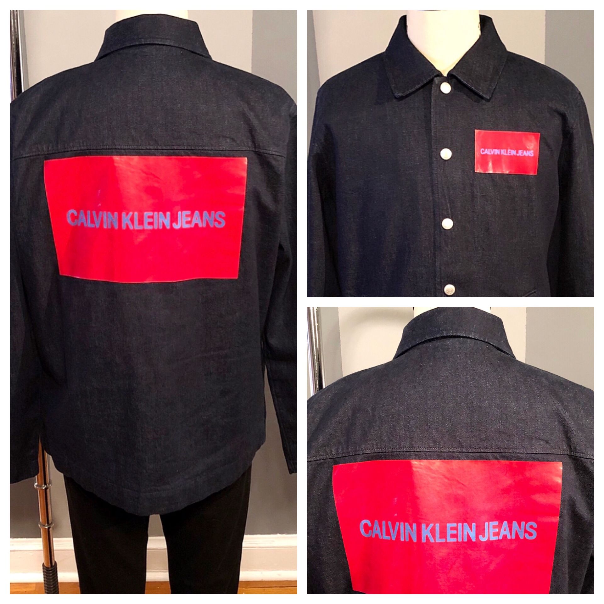 Men’s Calvin Klein jacket paid $168 size L Rinsed Denim Trucker Jean Jacket. Excellent condition!