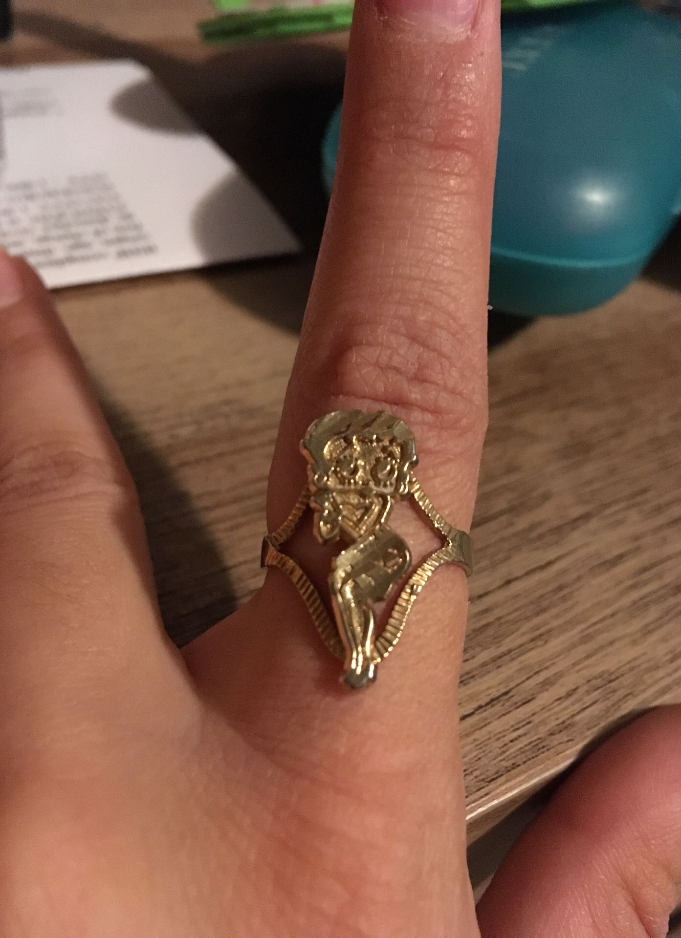 Gold plated Betty boop ring
