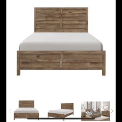 Queen size headboard, footboard and rails, dresser, and mirror and nightstand for 799 brand new