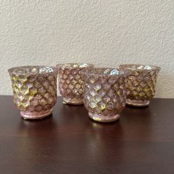 Set of 24 Dimple Rose Gold Candle Votives