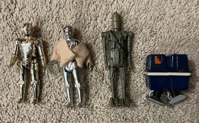 Vintage 1980s Kenner Star Wars Droid Lot - C-3PO, IG-88 & 4-LOM w/ Cloak