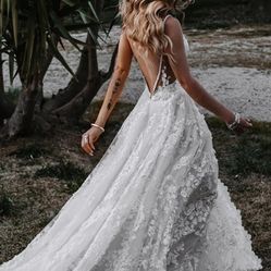 White, Lace, Beach Style Wedding Dress