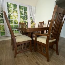 🪑 CRAFTSMAN STYLE DINING SET - 6 CHAIRS + EXTENSION TABLE 🪑