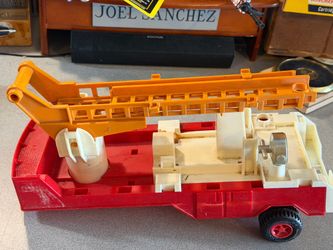 Fisher Price FIRE TRUCK, Husky Helpers Hook And Ladder Fire Truck 1970s toy trailer only