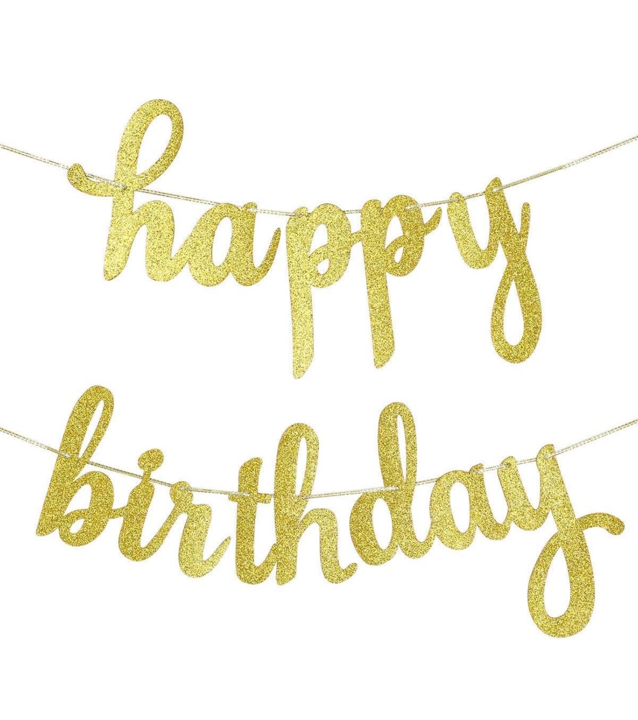 Gold Glitter Happy Birthday Banner Happy Birthday Gold Banner, Gold Happy Birthday Sign for Gold Birthday Party Banner Decorations