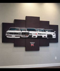 Nissan GT-R 5-Panel Canvas Wall Art – Large 60” x 30” (Approx.)