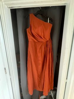 One-Shoulder Rust Orange Evening Dress - Brand New, Size 16