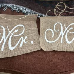 Mr And Mrs Wedding Chair Signs