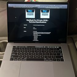 Apple MacBook Pro 15in, Intel Quad-Core i7, 16GB RAM, 256GB SSD