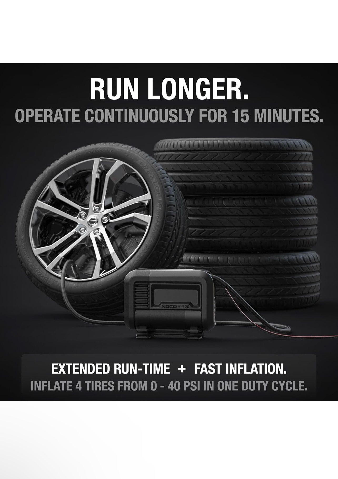 BRAND NEW IN FACTORY BOX NOCO AIR20 UltraFast 20A Tire Inflator, 12V Portable Air Compressor Pump, Rated at 100 PSI, Inflates Tires from 0-40 PSI in 2