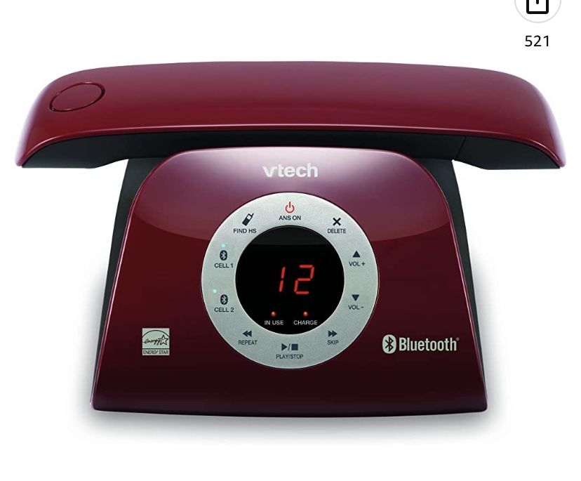VTECH VS122-16 Retro-Design DECT 6.0 Cordless Phone: Bluetooth Connect to Cell, Answering System