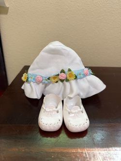 American Girl Bitty Baby Doll Easter Bonnet Hat & Shoes