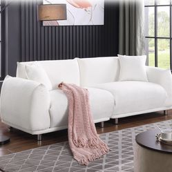 New in box Beige Sherpa Teddy Loveseat Sofa Overstuffed Cloud Couch Comfy 
