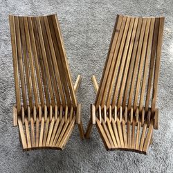 MELINO (2) PIECE CHESTNUT ACACIA WOODEN FOLDING LOW PROFILE TAMARACK INDOOR/OUTDOOR CHAIRS