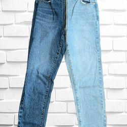 Revice Women’s Size 26 Yin Yang Crops Tokyo Wash Two Tone Zip Around Denim Jeans