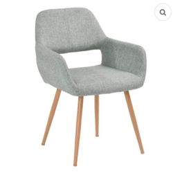 Cromwell Light Grey Fabric Upholstered Hollow Design Armrest Side Chair Dining Office Lobby Seat