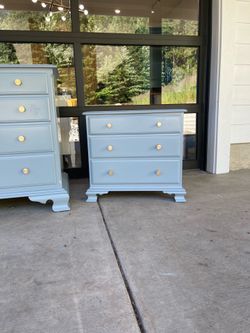Blue and gold side table