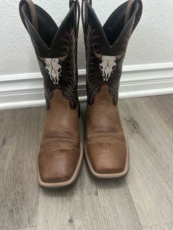 Ariat Sport Steer Skull Wide Square Toe Cowboy Boots