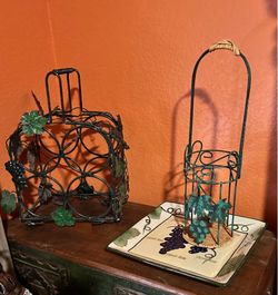 4 Bottle Wine Rack, Wine Bottle Carrier and Serving Platter