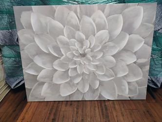 39x30 White Flower Canvas Artwork