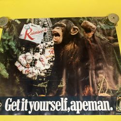 Vintage Rainier Beer Poster “Get It Yourself A Man “Original 1970S Pacific Northwest Breweriana