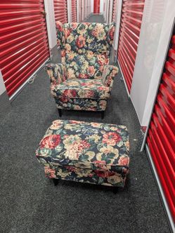 Floral Wingback Armchair and Ottoman Set from IKEA