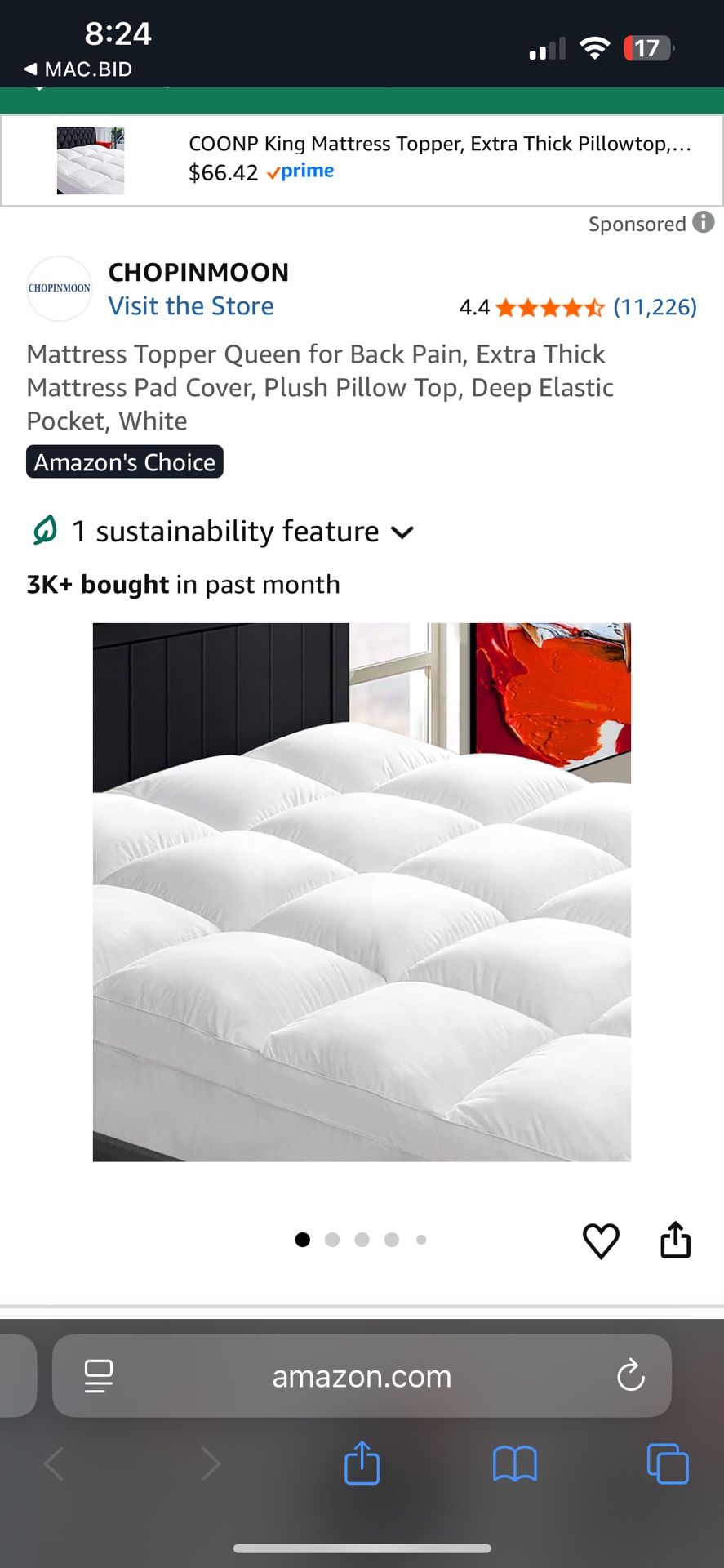 Chopinmoon Queen Size Extra Thick Pillow Top Mattress Topper