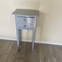 Gray Side Table With Drawers 