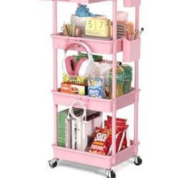Pink Rolling Storage Cart