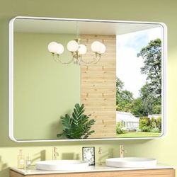 TokeShimi 48 x 36 Inch White Bathroom Vanity Mirror 