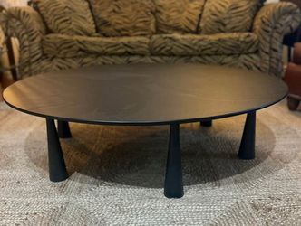 Crate & Barrel Reposo 48” Round Coffee Table – Ebonized Ash, Modern Sculptural