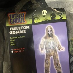Skeleton Zombie Costume Youth Medium 8-10