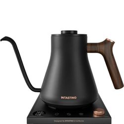 Electric Kettles, INTASTING Gooseneck Electric Kettle, ±1℉ Temperature Control, Wooden Accents, Stainless Steel Inner, Quick Heating, for Pour Over 