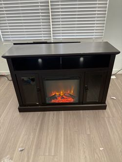 Electric Fireplace TV Stand – Dark Espresso Entertainment Center with Storage