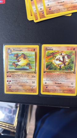 Pokemon Base set 1st edition Primeape and Mankey