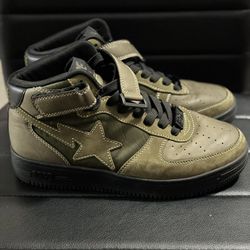 A Bathing Ape Bape Sta Mid Military Olive Green Sneakers