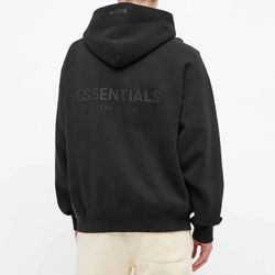 Essentials Black Logo Hoodie