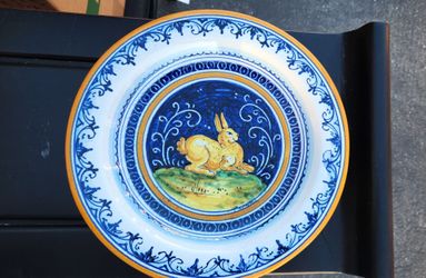 Vintage Luca della Robbia Florence Majolica Wall Plate – Whimsical Rabbit Motif (10") #19