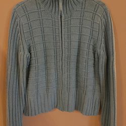 Liz Clairborne Zip Up Turquoise Cardigan Sweater