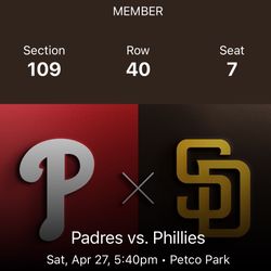 Phillies @Padres Saturday April 27 5:40pm