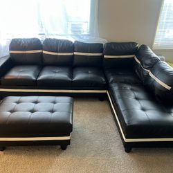 L-Shaped Sectional Sofa w/center Storage Table